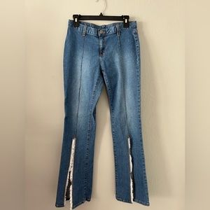 Vintage Pewter Split Hem Low Rise Flare Jeans